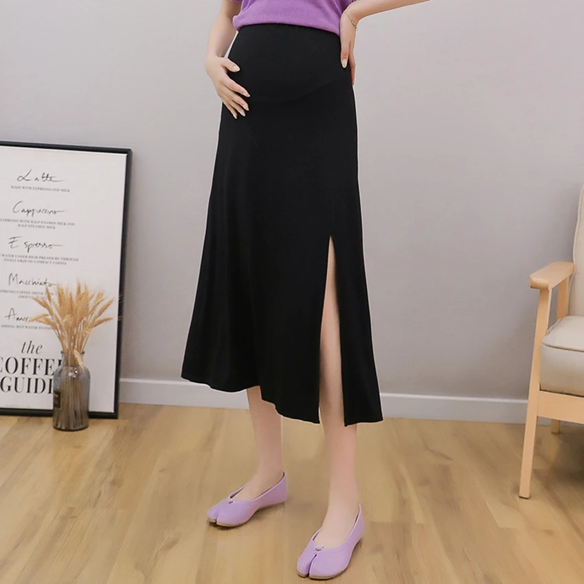 

Pregnant women skirt skirt belly skirt fashion modal mid-length temperament was thin and irregular split A word big swing skirt