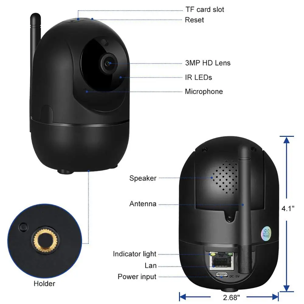 WOWPIC 1080P HD 무선 IP 카메라, 클라우드 와이파이 카메라, 스마트 자동 추적, 인간 가정 보안 감시, CCTV 네트워크 AI 카메라