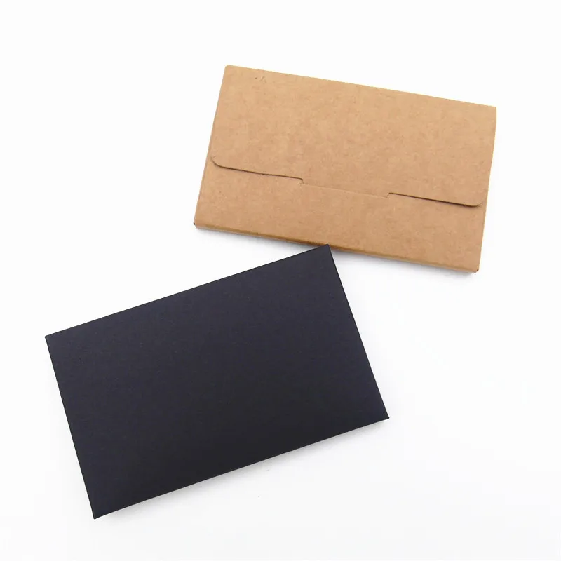 50Pcs/Lot Kraft Paper Postcard Boxes 105x65x5mm Membership Card Packaging Box Retro Invitation Card Envelopes 3 Colors