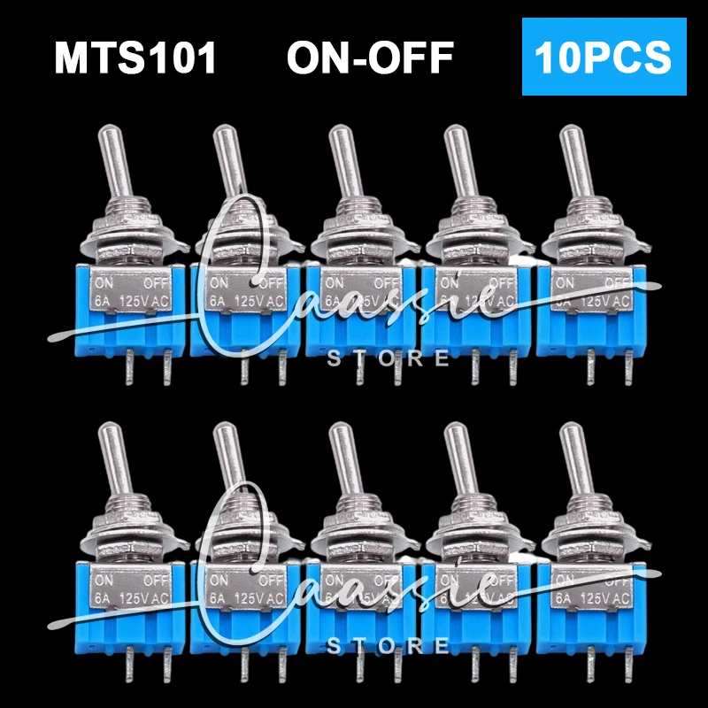 10pcs Mini toggle switch MTS-101 2P 33x13x8mm, single pole double throw ON-OFF