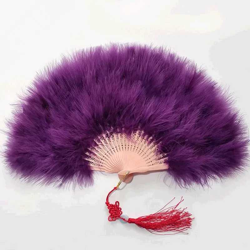 Hand Fan Abanicos Para Boda Adult Wedding Folding Dance Fans 50*30cm Colorful Party Catwalk Fluff Feather Fan Eventail Mariage