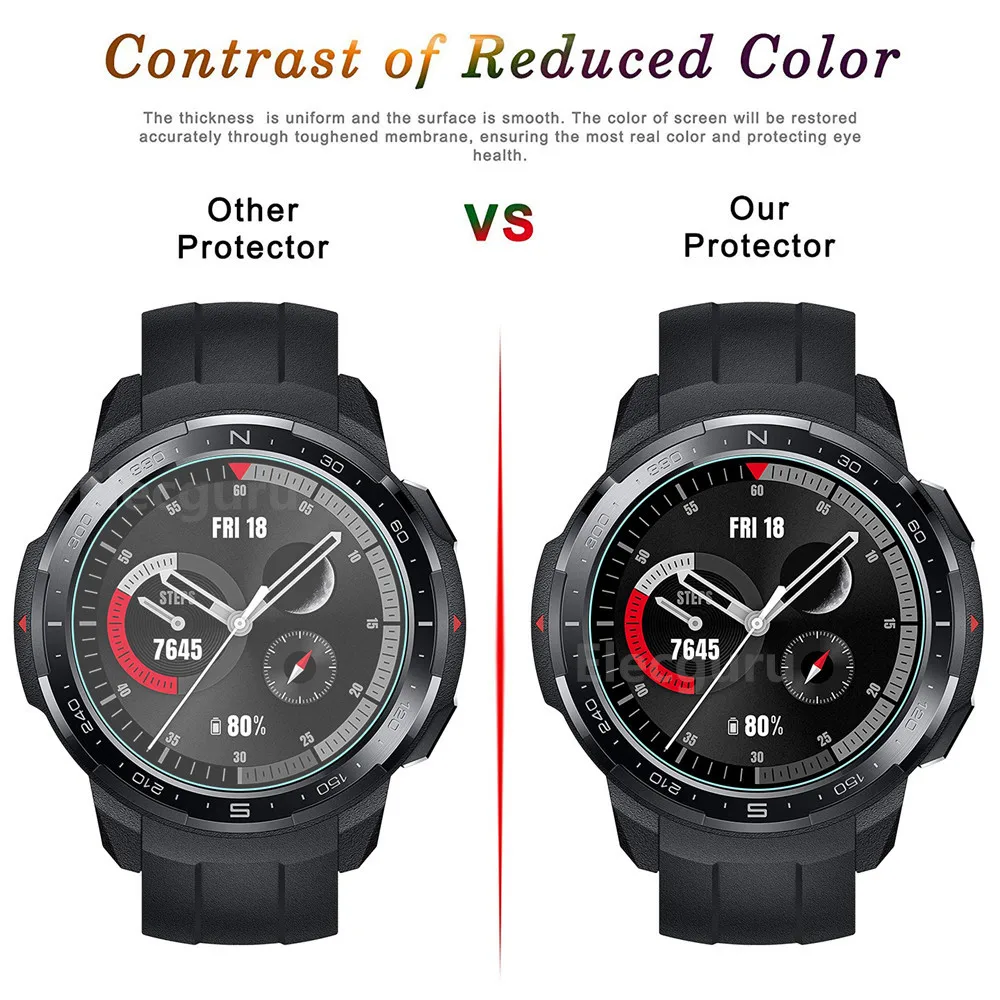 3 قطعة خفف زجاج عليه طبقة غشاء رقيقة ل الشرف ساعة GS برو Smartwatch كامل واقي للشاشة واضح المضادة للخدش مكافحة تتحطم طبقة رقيقة واقية