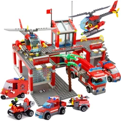 244pcs Fire Fighting Rescue Trucks Car Building Blocks City Police Firefighter Bricks children boys Toys Christmas Gifts