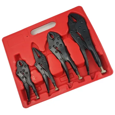 4Pcs Griptang Kalebas Mond Rechte Kaak Lock Mol Tang Koolstofstaal Slijtvaste Vise Grip Vastklemmen Hand gereedschap