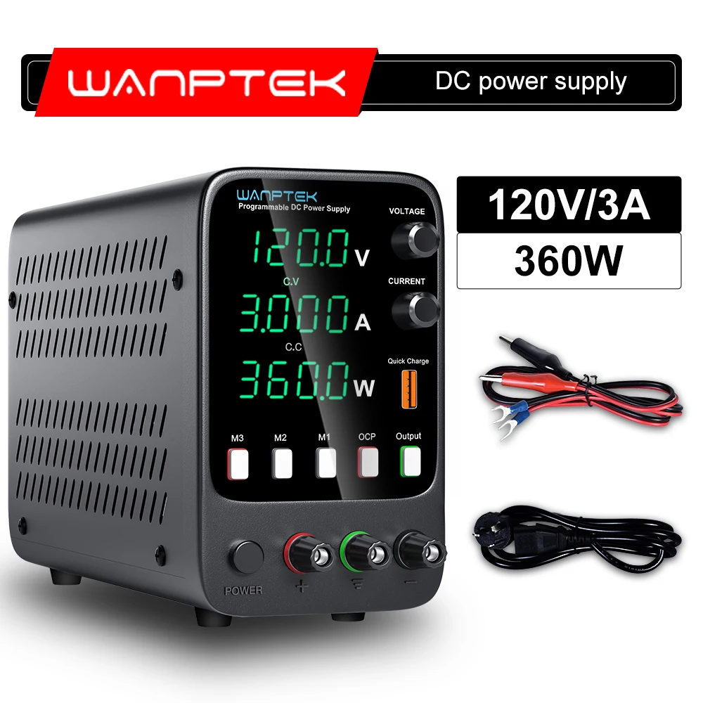 Imagem -02 - Wanptek-comutação Ajustável dc Power Supply Laboratório Digital Led Display Ajustar a Fonte de Bancada Regulada 220v a 12v 3a 120v