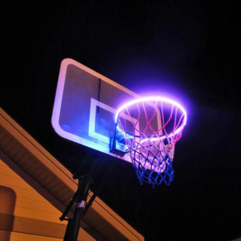 LED Hoop Light Lit Basketball Rim Night Shooting Accessories Supplies Kids Game Children Outdoor Toys Men Basketball At Night