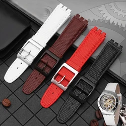 17mm Lizard Pattern Watch Band Genuine Leather Strap Replacement Wristband for Swatch YCS YAS YGS Black Brown White Bracelet