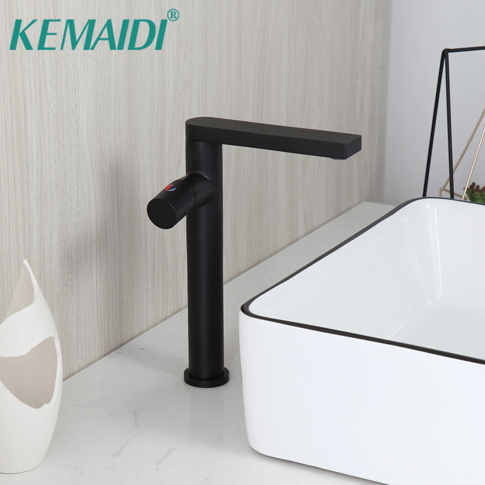 

KEMAIDI Bathroom Basin Sink Faucets Matte Black Swivel Wash Basin Mixer Tap Stream Rotated Spray Kitchen Sink Faucet Tap