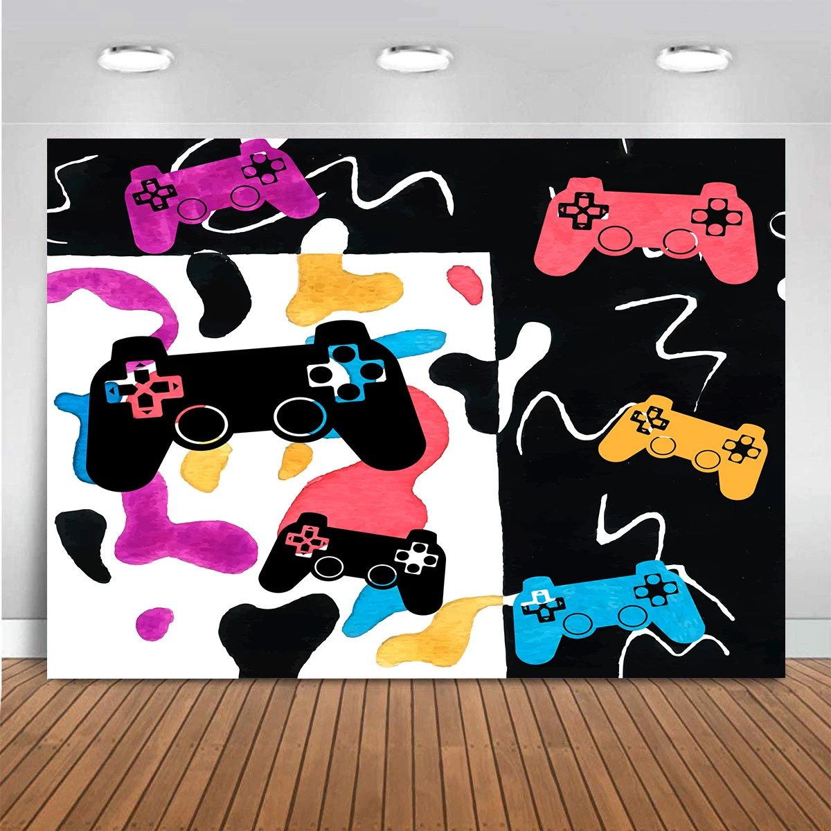 Background Backdrop Photo Photocall Photozone 3D Game Handle Gamers Boys Creative Fashionable Decorations