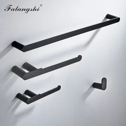 Bathroom Hardware Set Black Robe Hook Toilet Roll Paper Holder Single Towel Rail Bar Bath Accessories Wall Mounted WB8859