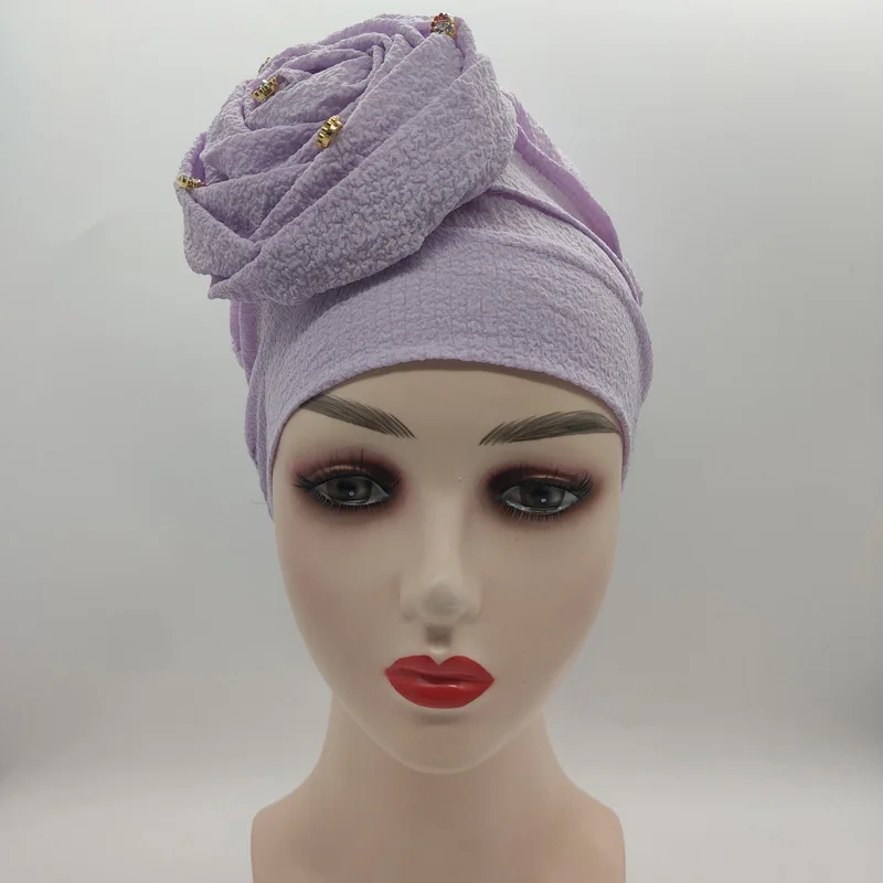 Turbante con flor rosa para mujer, gorro musulmán para la cabeza, gorro de quimio para el cáncer, envolturas para la cabeza islámicas, 2022