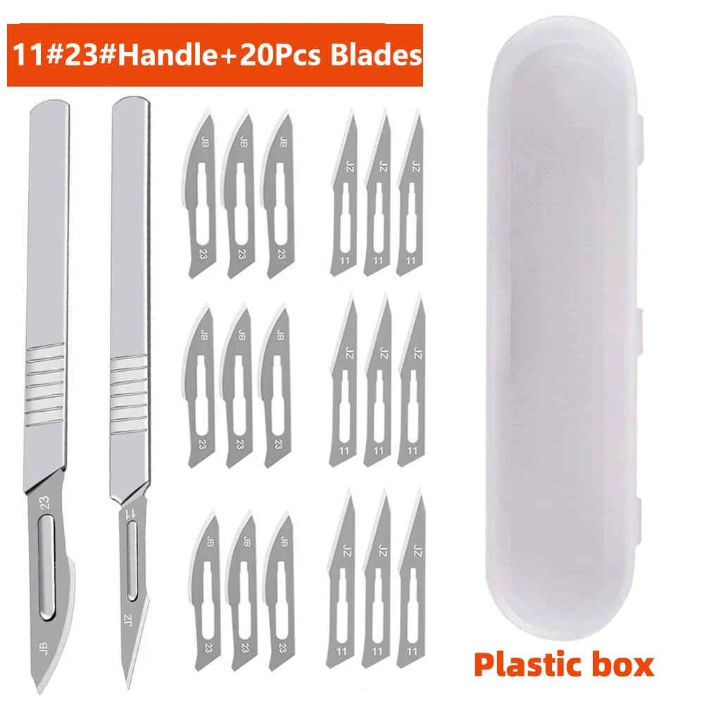 10 Stück Klingen Edelstahl Chirurgisches Skalpell 11 # 23 # Abnehmbare Aufbewahrungsbox mit Metallgriff für Pflanzenpfropfen, Schnitzen, DIY-Reparaturen – Detail 17