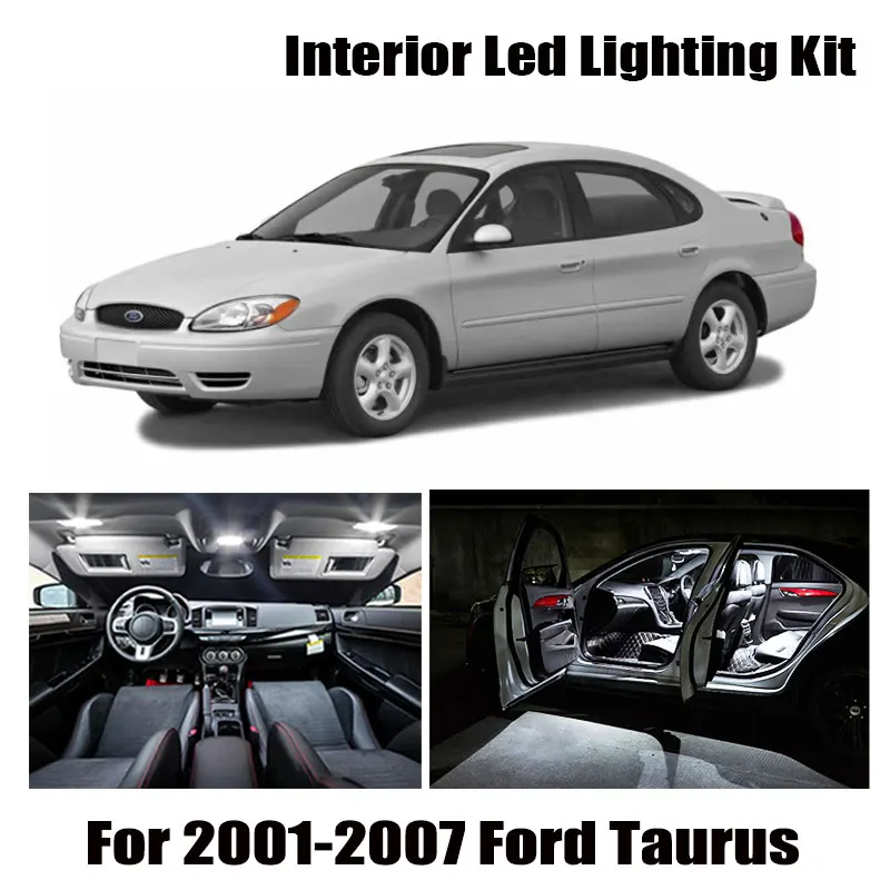 10pcs White LED Interior Light Reading Ceiling Bulbs Kit Fit For 2001-2005 2006 2007 Ford Taurus Cargo Glove Box License Lamp