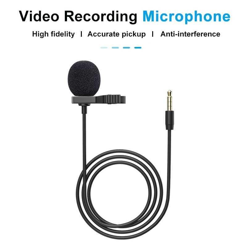 MAMEN 4m Cable Lavalier Microphone Omnidirectional Pickup MIC 3.5mm Audio Plug For Phone Camera Computer Laptop Vlog Recording