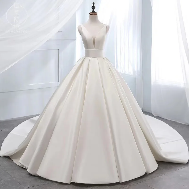 New High Quality Vestido De Noiva Satin Wedding Dresses 2022 Plus Size Customized Wedding Gowns Bridal Dress