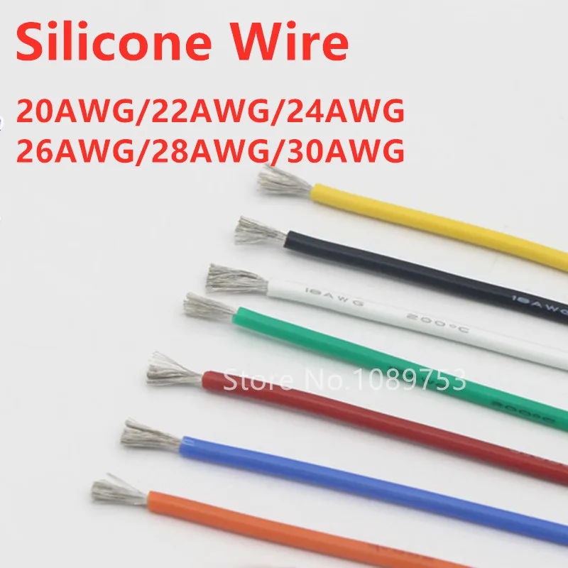 Silicone wire 20 22 24 26 28 30AWG Flexible Silicone Stranded electronic wire Tinned Copper line 6 color Mix package PCB Cable