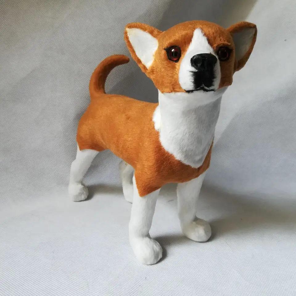 

polyethylene&furs dog 21x20cm chihuahua dog model prop,handicraft,home decoration toy d2522