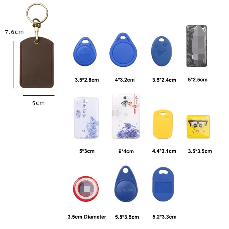 Brand Leather RFID Keychain Key Ring Water Drop Doorlock Access Control RFID Tags ID Card Case Rectangular Round Fashion Keyring