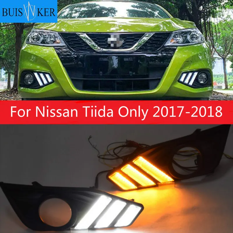 

New upgraded version top quality led drl daytime running light with yellow turn signal for Nissan New Nissan Tiida Only 2017-18