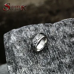 steel soldier stainless steel flower design ring women men finger smooth gift jewelry