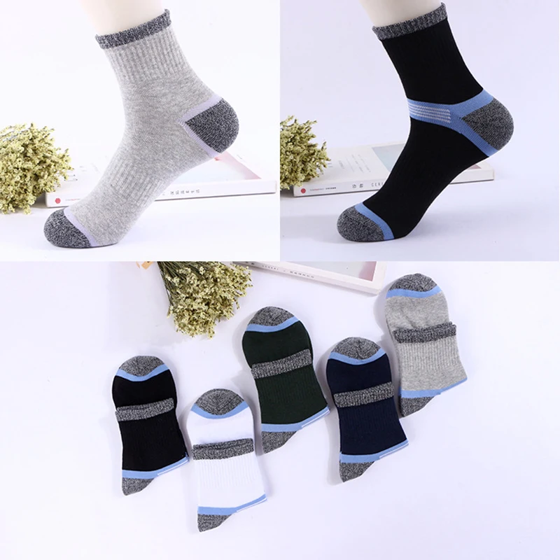 High Quality 5Pairs Men's Sports Socks Cotton Basketball Running Socks Comfortable Breathable Male Socks New