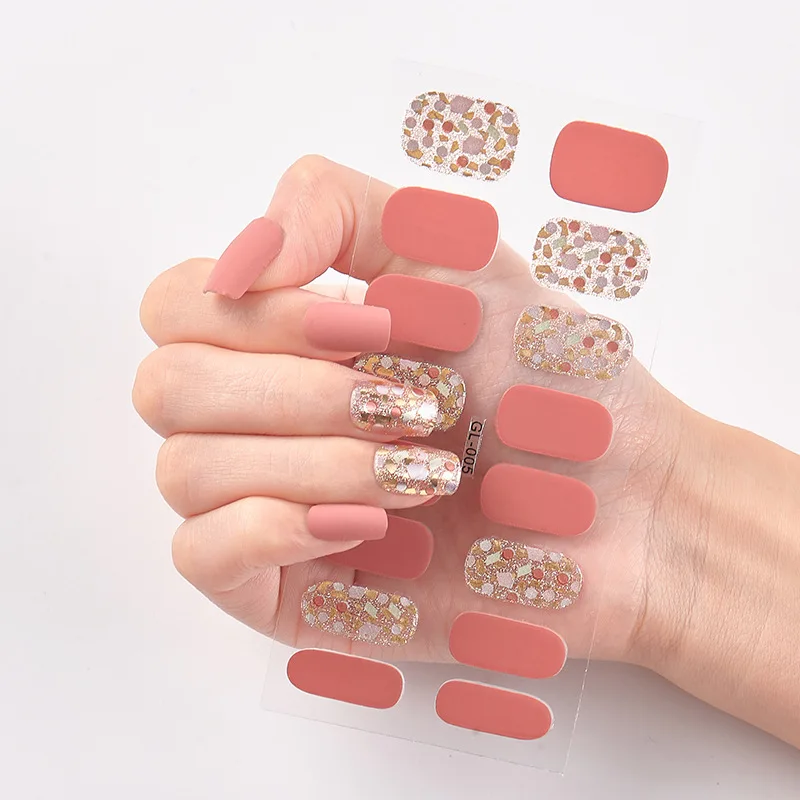 16 Tips/Sheet Glitter Series Shiny Manicure Decoracion Designed Nail Art Stickers 2020 Nail Decoration Nail Wraps Shiny