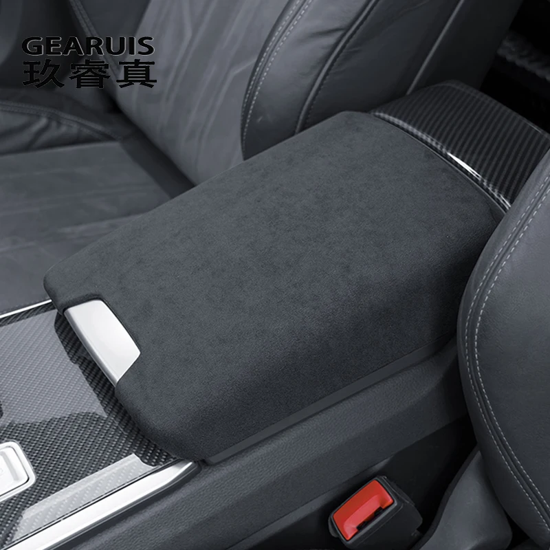 Car Styling For Audi A6 C8 Center Console Armrest Box Gear Shift Panel Decoration Cover Suede ABS Trim Auto Interior Accessories