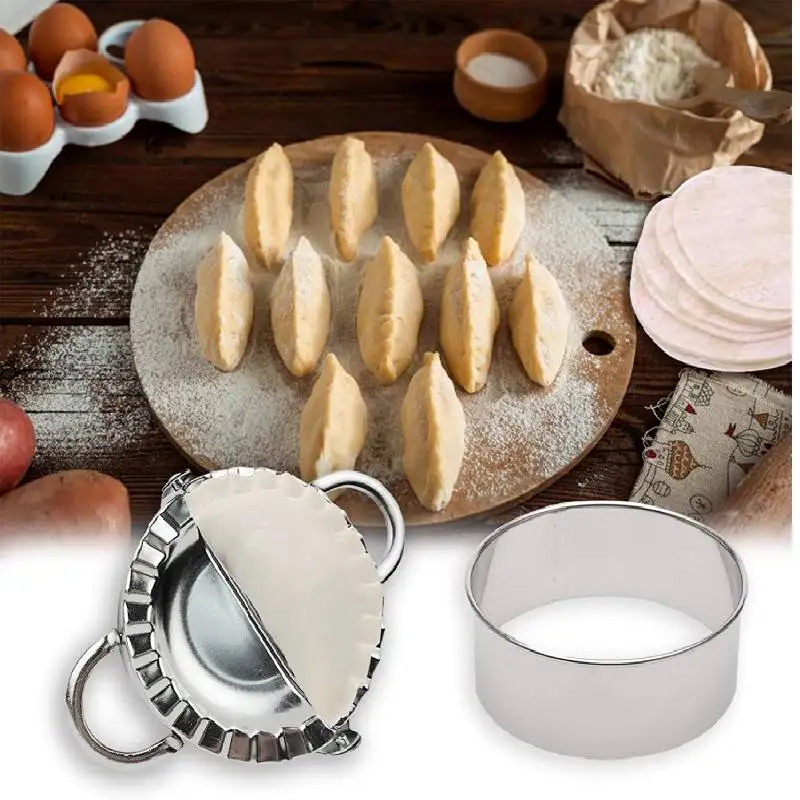 2pc Stainless Steel Dumpling Maker Small Dumpling Mold Ravioli Skin Maker Wrapper Pastry Making Tool Perogie Empanada Press Mold