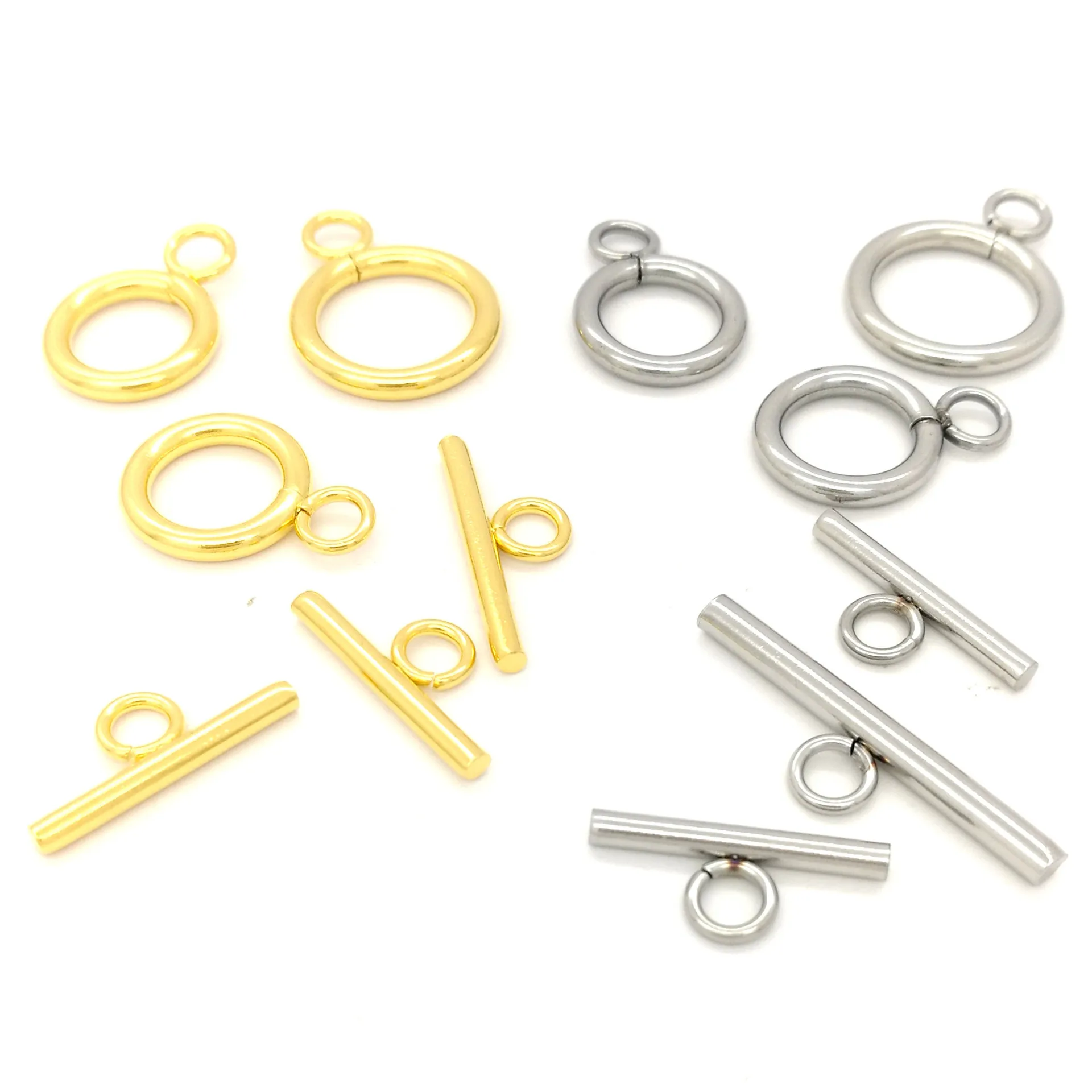 100% Stainless Steel Toggle Clasps Hooks Connectors For Bracelets Necklace Jewelry Findings Silver Color/Golden Wholesale 100pcs