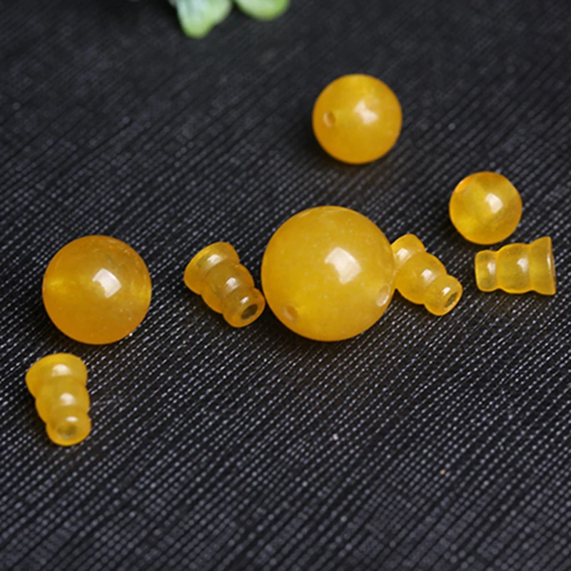 4A Natural Yellow Chalcedony T-Junction Buddha Head Quartz Crystal Single Bead DIY Jewelry Making