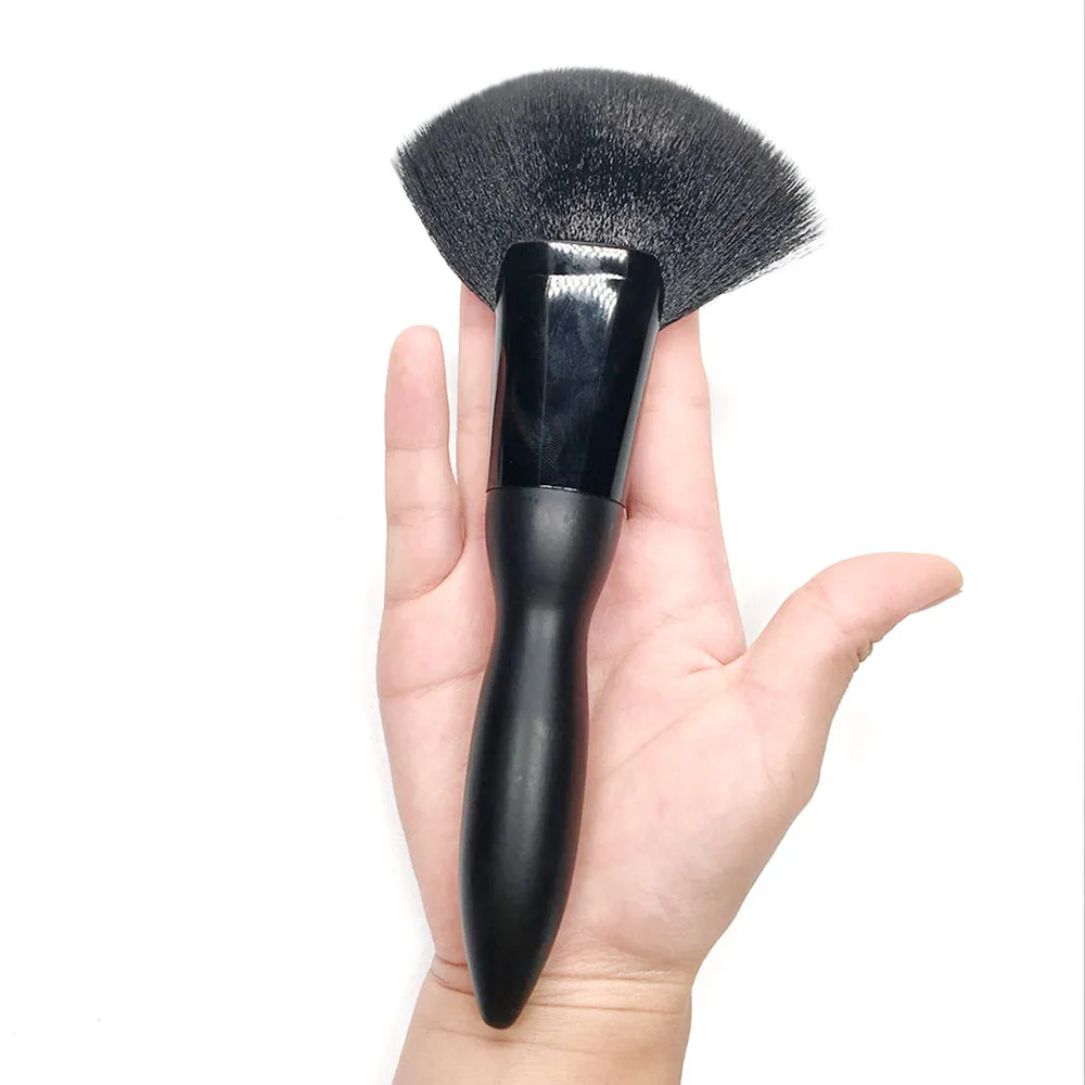 GUJHUI Large Fan Brush Makeup Brush Soft Black Hair Blush Face Powder Foundation Brush Beauty Tool