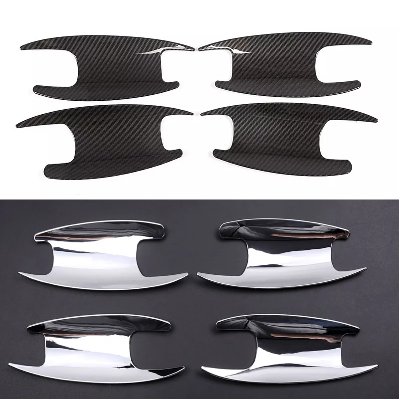 For Mercedes Benz E-Class W213 C-Class W205 GLC X253 2016-19,ABS Carbon Outer Door Handle Bowl Protection Cover Car Accessories