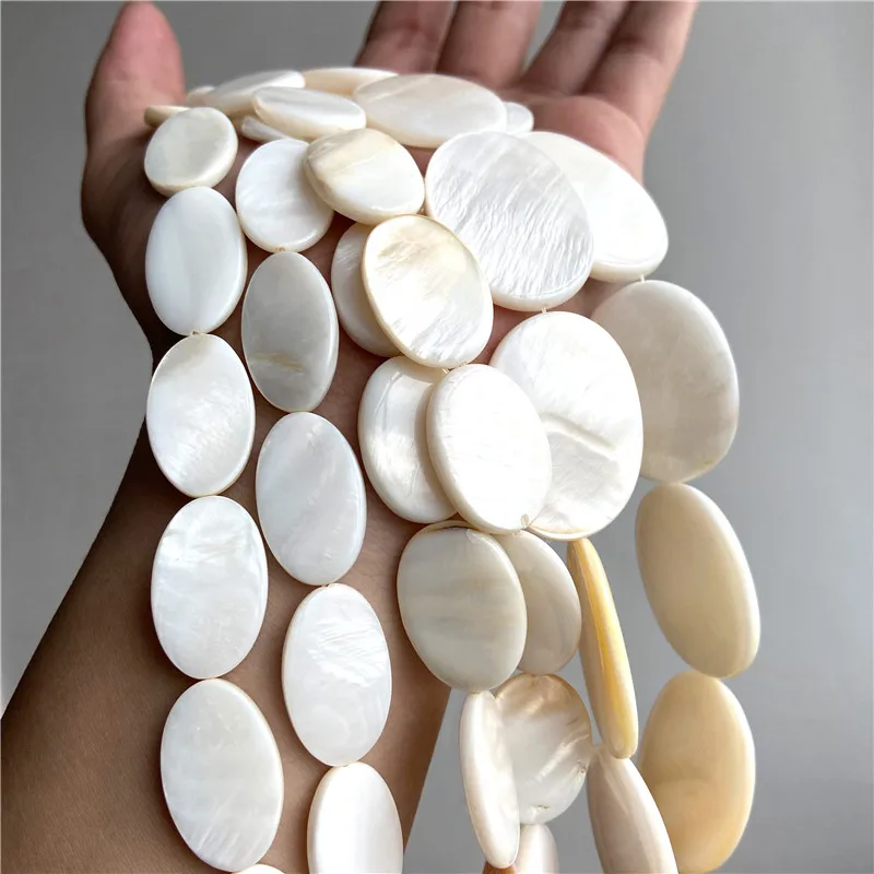 

Natural Mother Of Pearl Beads Oval Shape Spacer Loose Shell Bead For DIY Jewelry Making Necklace Bracelet Earrings