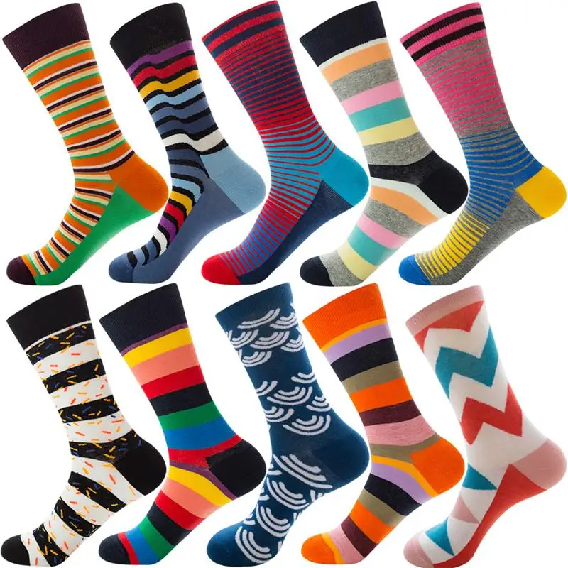 300 Style Happy Sock Men Socks Design Plaid Colorful Business Party Dress Funny Woman Socks Cotton Geometric Harajuku