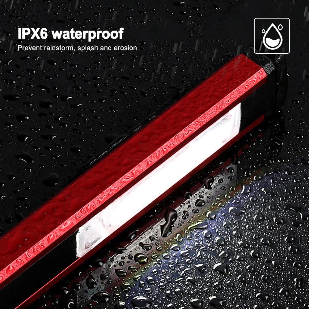 1200mAh COB+LED Strong Light White/Red/UV Flashlight USB Rechargeable 5-speed Work Light with Magnetic Inspection Torch