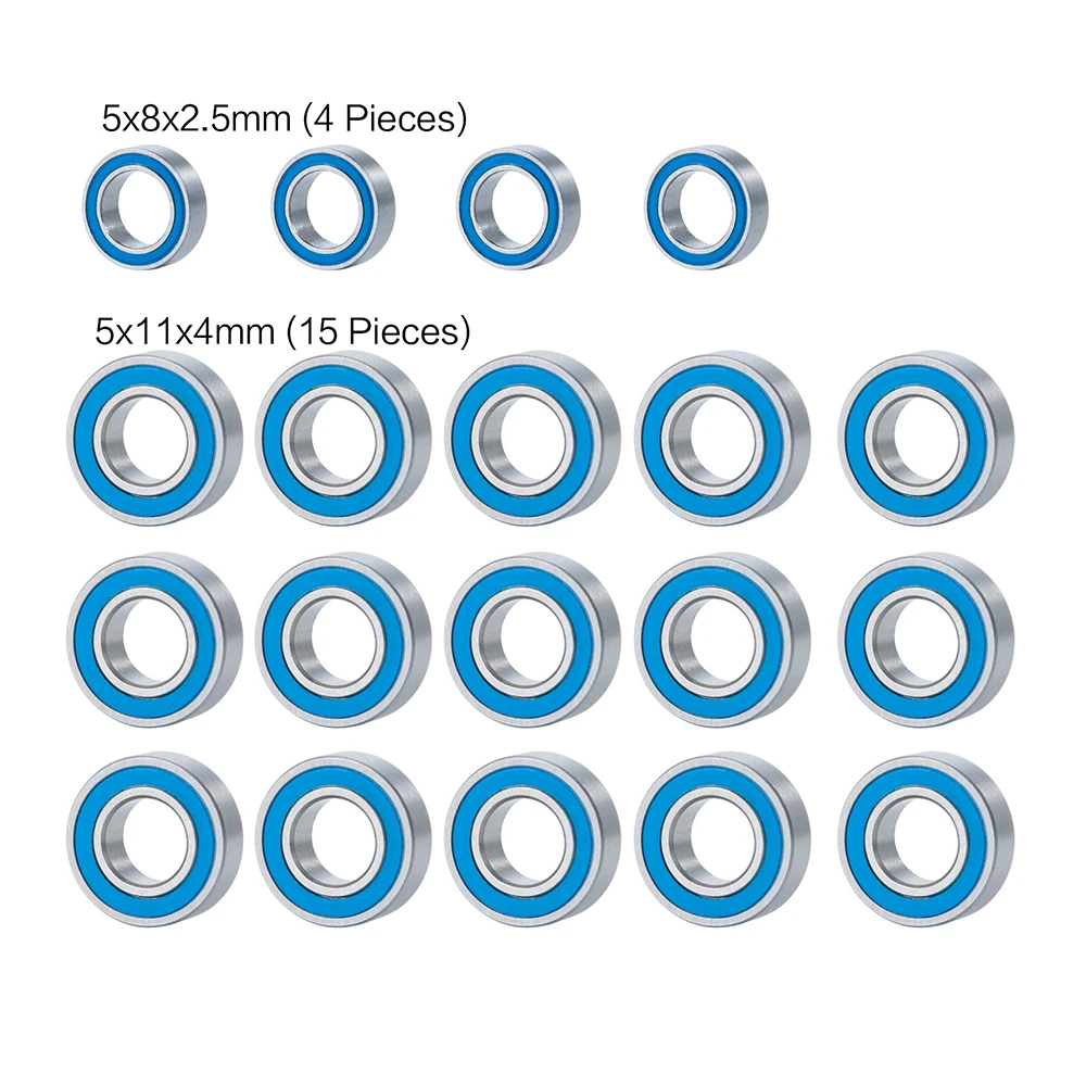 AXSPEED 19Pcs Wheel Hub Axle Sealed Bearing Kit for Slash Rustler 2wd Bandit  1/10 RC Car Truck Model Parts Accessories