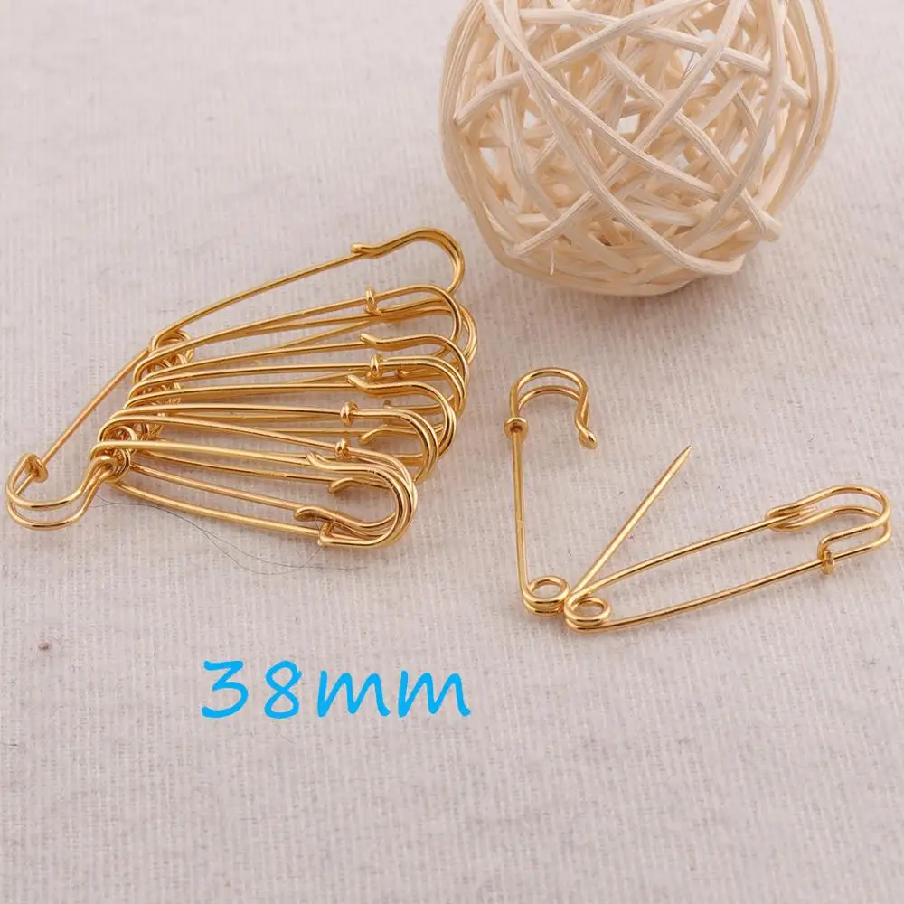 50 PCS Gold Safety Pins 38mm Craft Safety Pin Brooch Stitch Markers Safety Pins Loops Charms Jewelry Tag Fasteners,Safety Pins