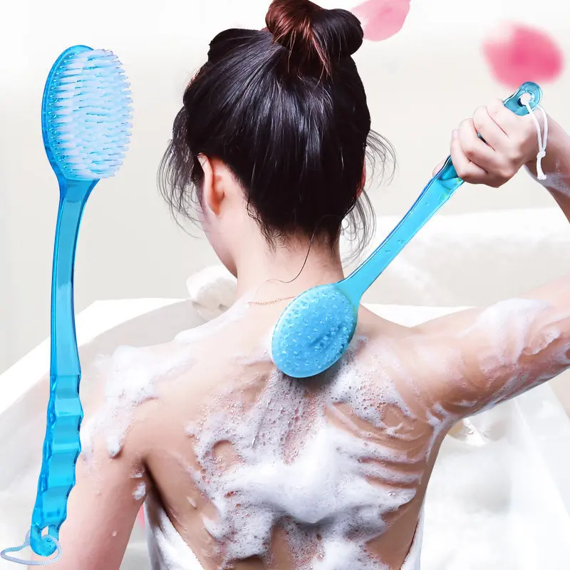 Long Handled Bath Shower Back Brush PET Body Scrubber PS Plastic Massager Skin Cleaning Tool