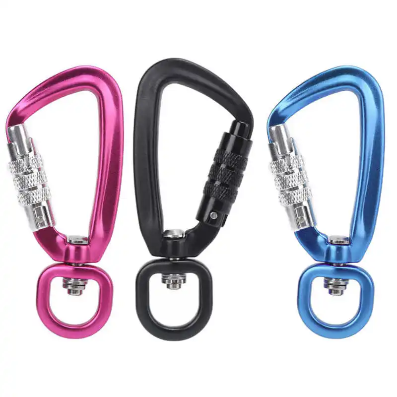 Safety Carabiner Clip Auto Locking 360 Rotational Hook 4KN Pull for Dog Leash Hammocks Backpacks Outdoor Climbing Accessories