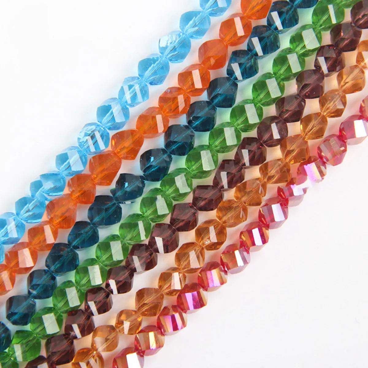 Twist Faceted Crystal Glass 4mm 6mm 8mm 10mm 12mm Loose Spacer Beads Lot Colors  for Jewelry Making DIY