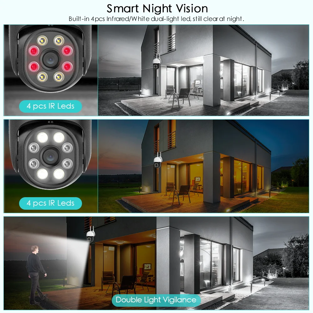 BESDER-minicámara IP PTZ de 8MP, 4K, 5MP, WIFI, Zoom Digital 5X, seguimiento automático, inalámbrica, seguridad al aire libre, videovigilancia CCTV Audio bidireccional AI Detección humana Visión nocturna IR en color