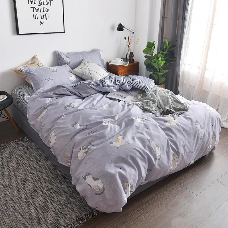 

30 Duvet Cover Sets King Activity Bedding sets RU USA EU AU Size,Quilt cover Sheet Set Bedroom Bedding Bed Linen grey cat