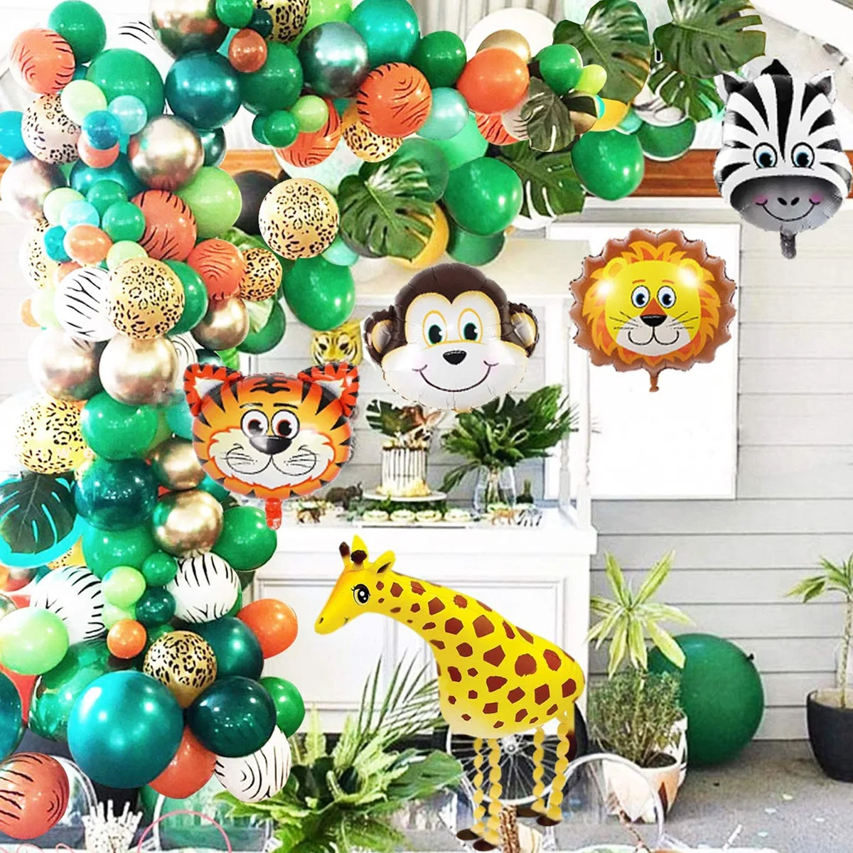 151pcs/set Grassland animal balloons forest animals theme party leopard tiger jungle hunting balloons Birthday Party Decoration