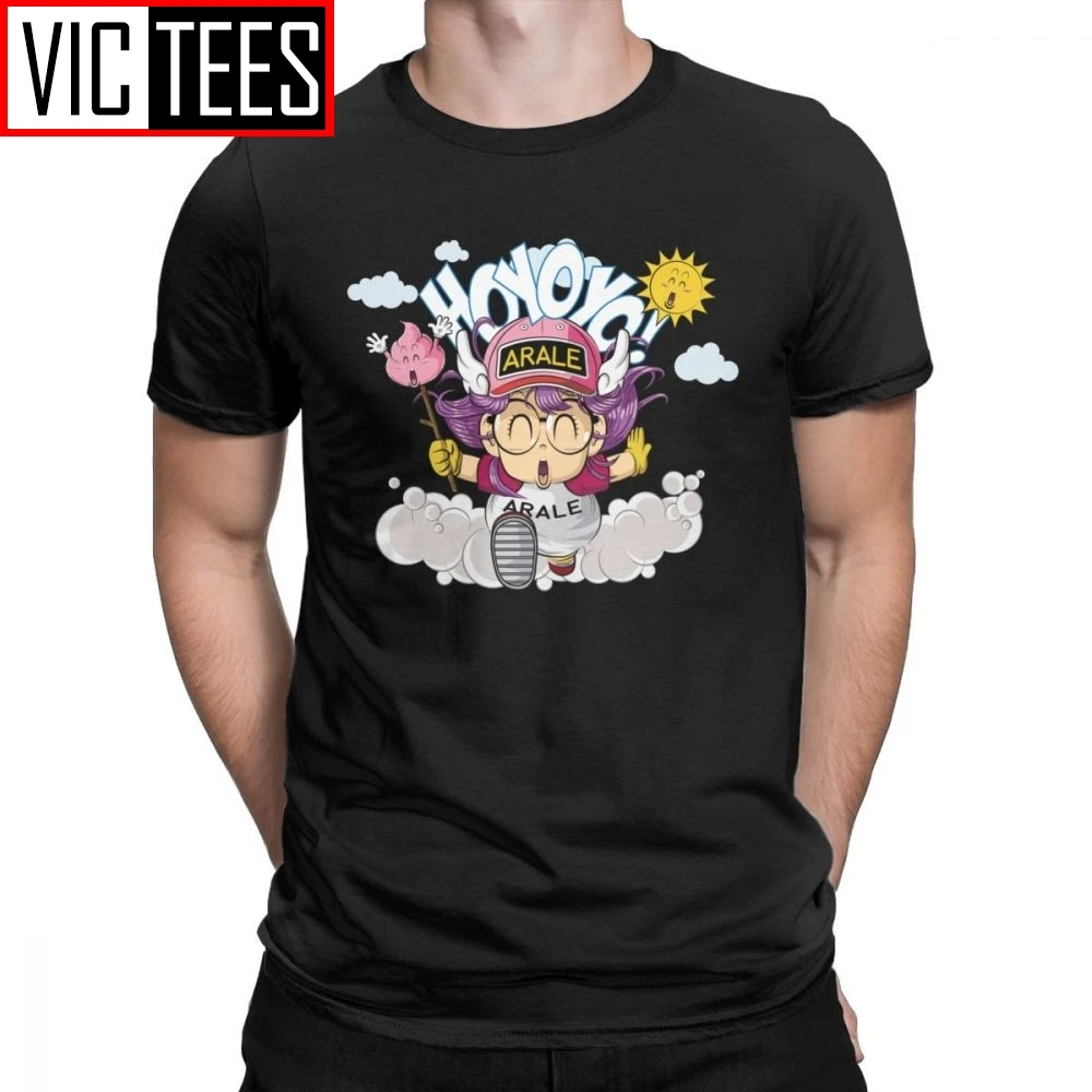 Arale T-Shirts for Men Dr Slump Toriyama Anime Manga 90s Cute Robot 80s Vintage Pure Cotton Tees  T Shirts Happy New Year