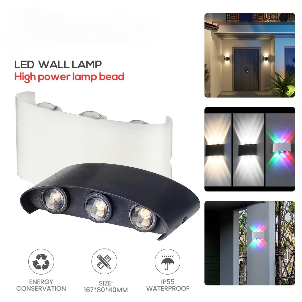 

LED outdoor waterproof wall lamp AC 220V home interior lighting bedroom bedside lamp RGB color wall lamp installed on the wall