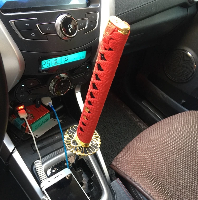 JINGLING Pomello del cambio Samurai Sword Katana Stick manuale AT MT Car Universal Custom Shifter Lever Head con 4 tipi di adattatori (blu e bianco, 20 cm