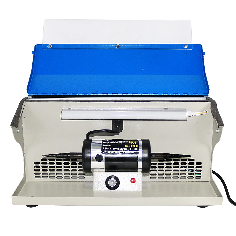 DM-5 Poliermaschine mit Staubsammler, 200 W, 8000 U/min, Schleifmotor, Schmuckpoliermaschine, Tischschleifer, Polierer, 220 V – Detail 5