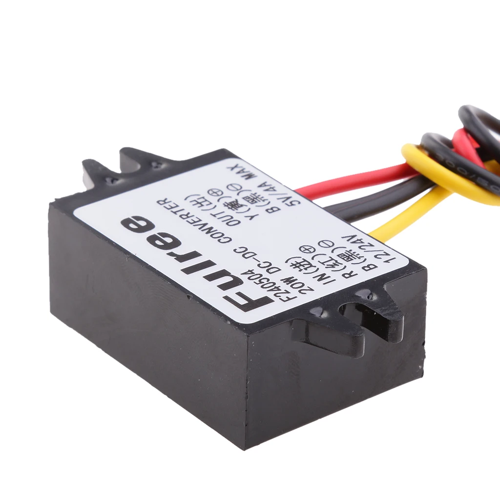 Convertidor de CC de 12V, 24V a 5V, 4A, 20W, regulador reductor, fuente de alimentación LED para coche