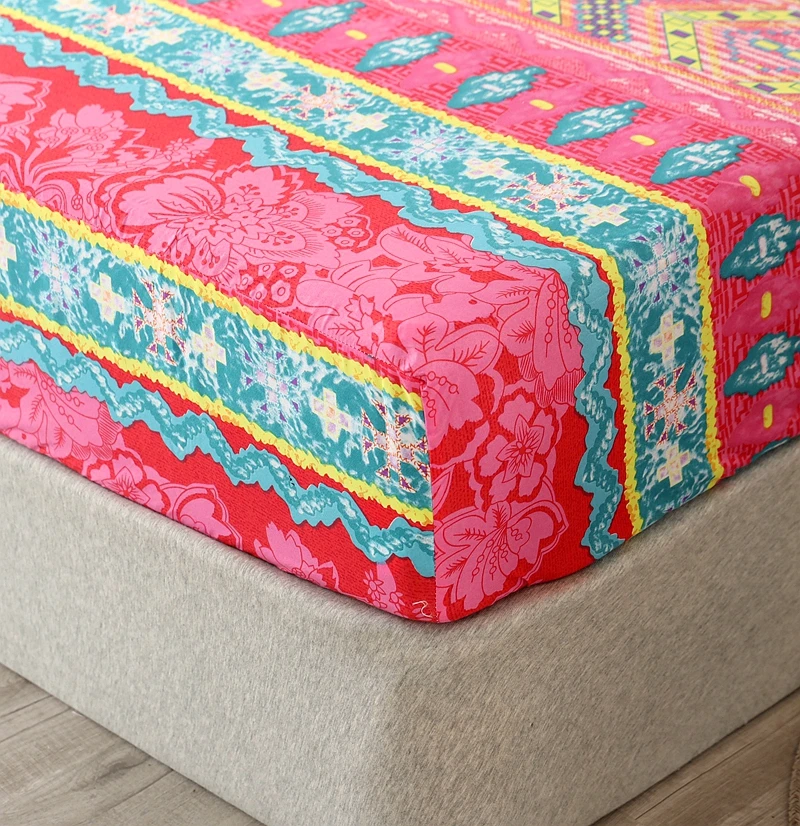 Bohemian design bed Fitted Sheets sabanas Mattress Cover With Elastic Microfiber 120*200*30 180*200*30(no pillowcase)