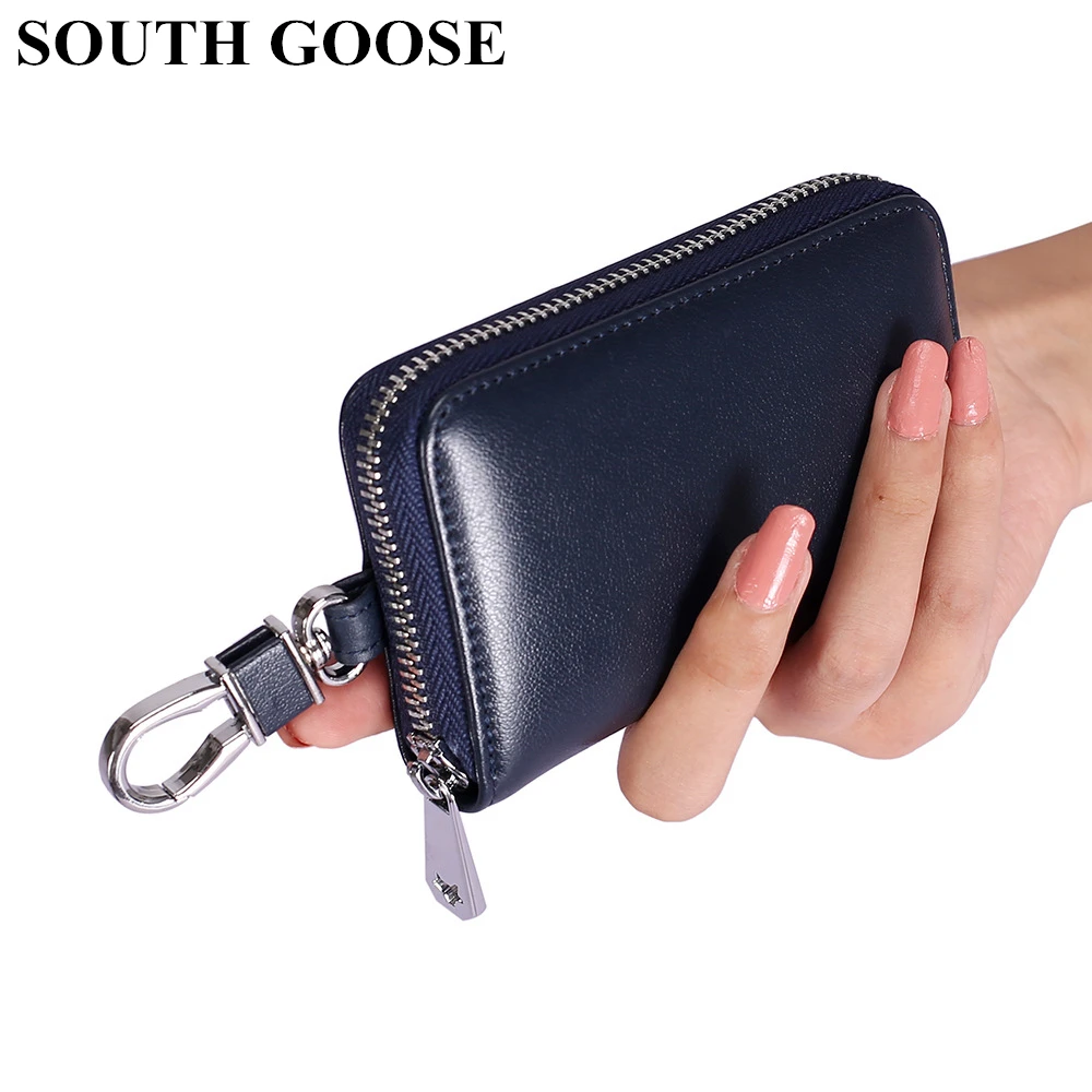 

SOUTH GOOSE Genuine Leather Men Key Wallets Multi-function Organizer Bag Car Key Holder Women Housekeeper Keys Chain Card Holder